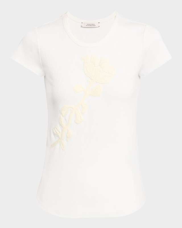 Powerful Flower Embroidered T-Shirt